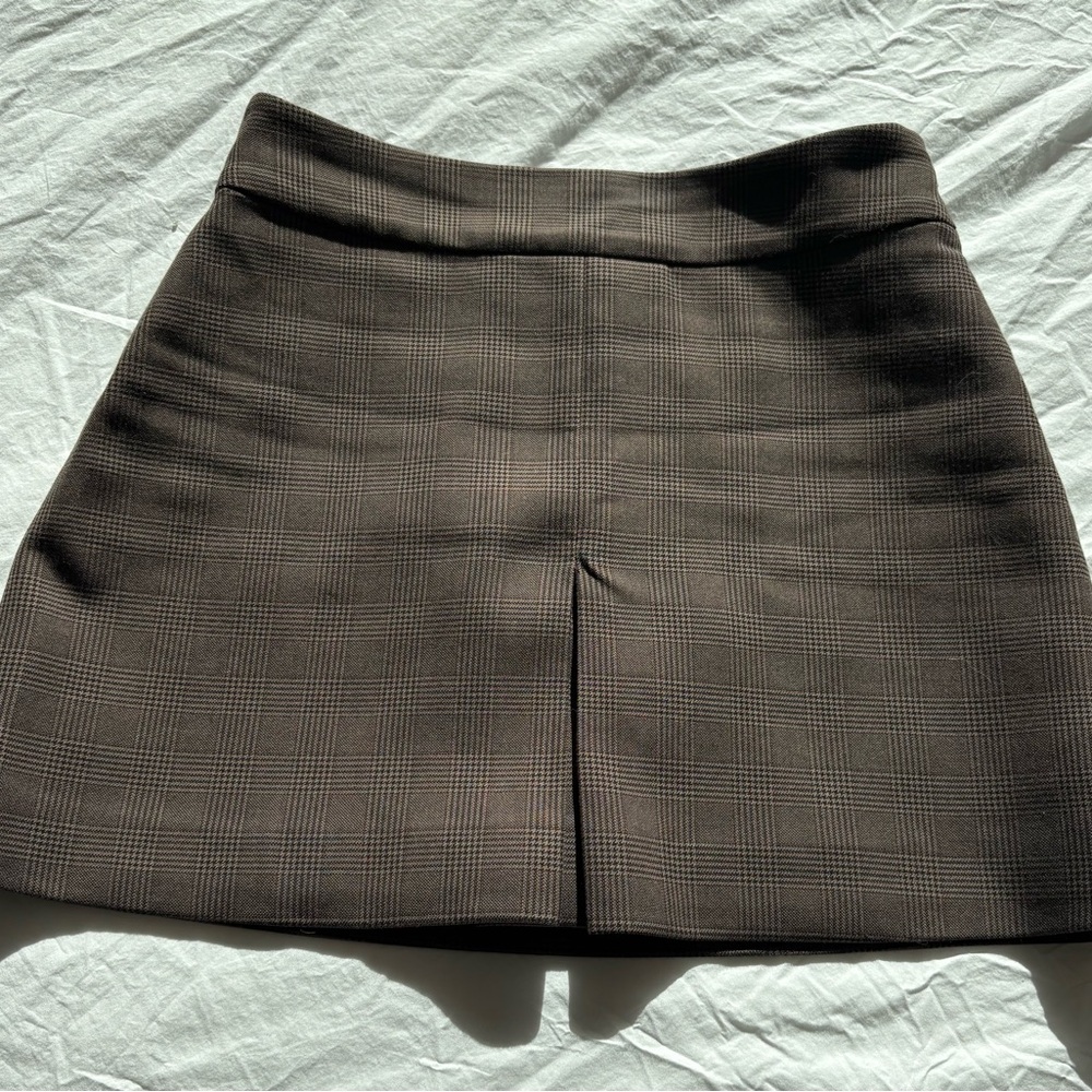 Wilfred Brown Plaid Mini Skirt